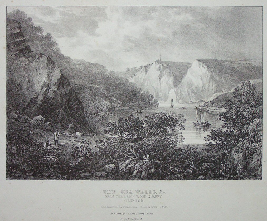 Lithograph - The Sea Walls &c. From the Leigh Wood Quarry Clifton. - Gauci